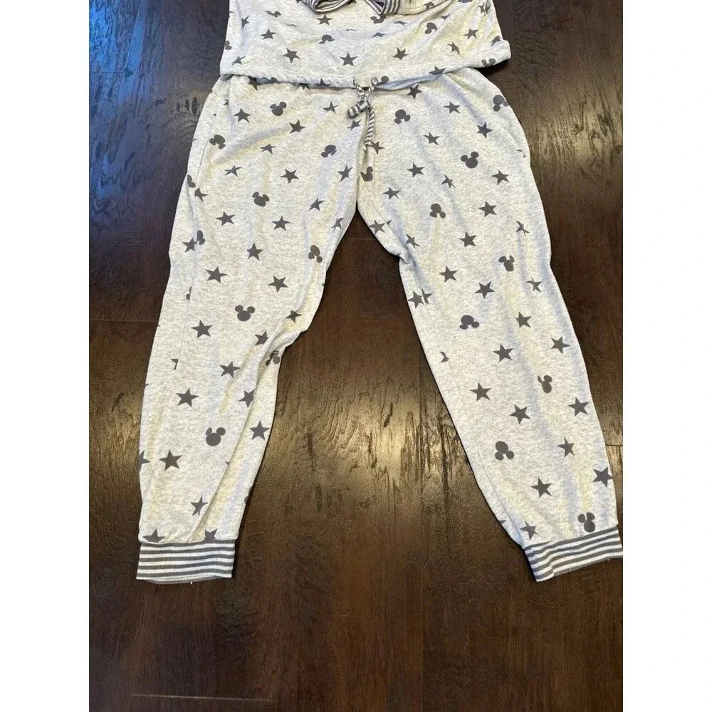 Womens Disney Mickey 2‎ PC Jogger Lounge Set Sleepwear PJ's Gray  #35 - Picture 2 of 4